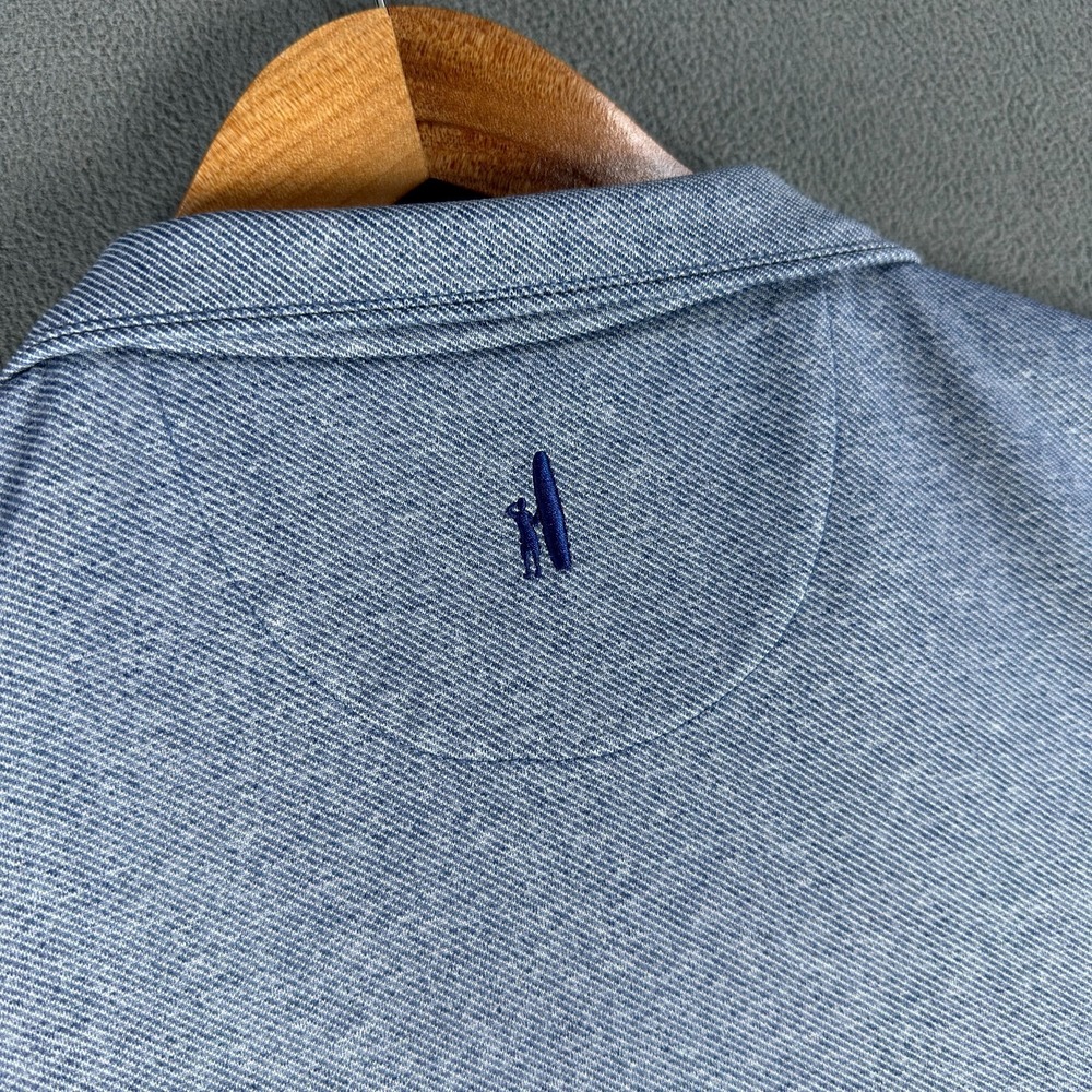 Johnnie O Quarter Zip Mens 2XL Blue Top Shelf Farber Heathered Twill Minimalist - Picture 5 of 10